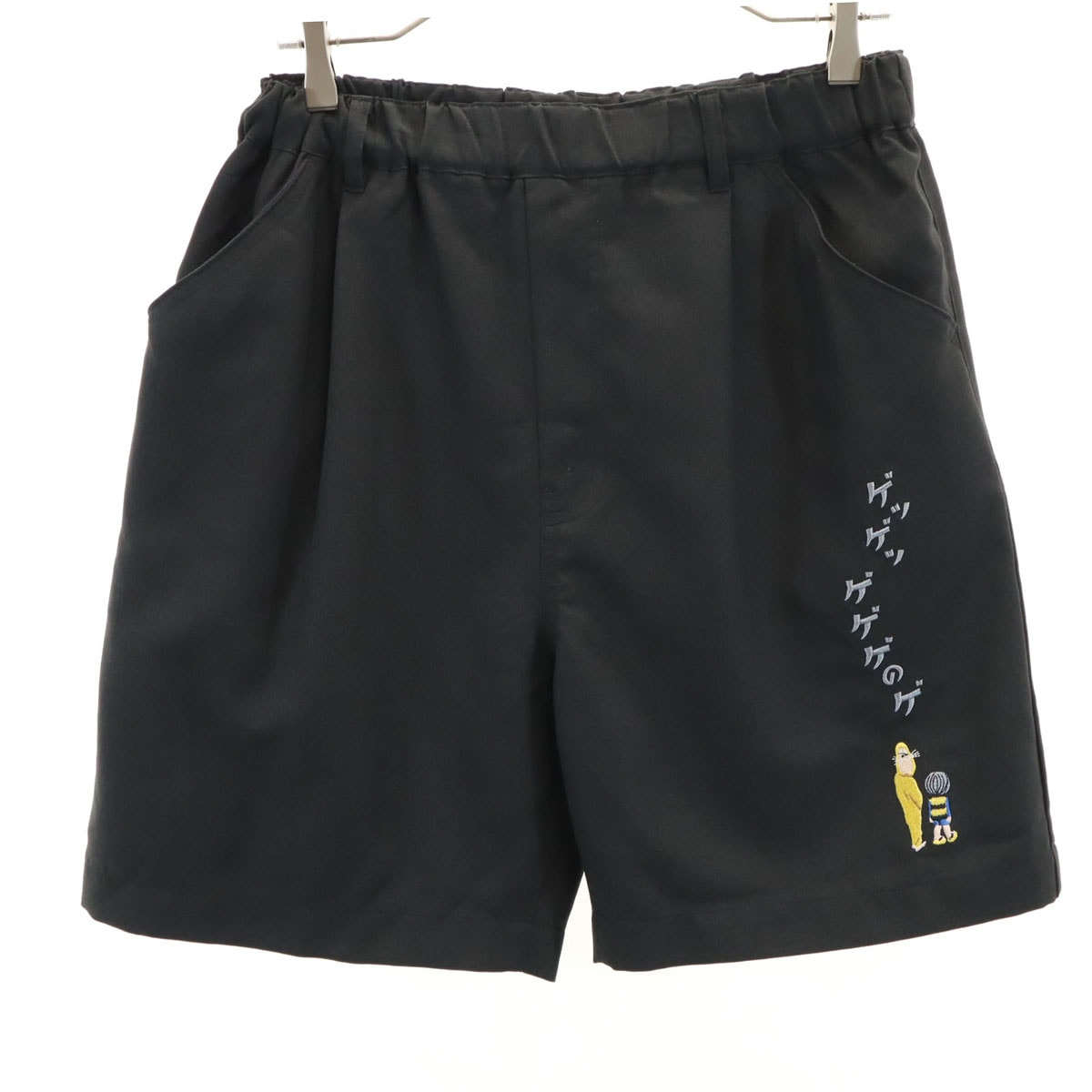 美品 graniph グラニフ 水木しげる コラボ ショートパンツ S ブラック ゲゲゲの鬼太郎 ねずみ男 目玉の親父
