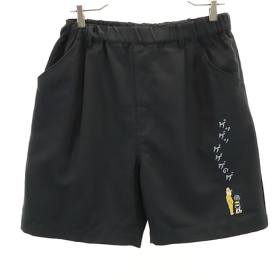 美品 graniph グラニフ 水木しげる コラボ ショートパンツ S ブラック ゲゲゲの鬼太郎 ねずみ男 目玉の親父