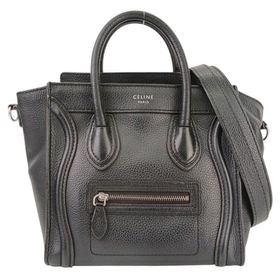 CELINE セリーヌ 2WAY ラゲージ ナノショッパー ショルダーバッグ ハンドバッグ 168243 レザー ブラック レディース【中古】