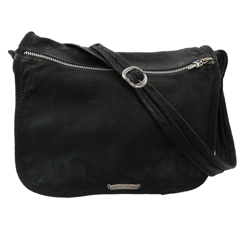 クロムハーツ ラージ ブラックロジウム加工 ガンスリンガー ストラップ レザー ショルダーバッグ "ブラック"