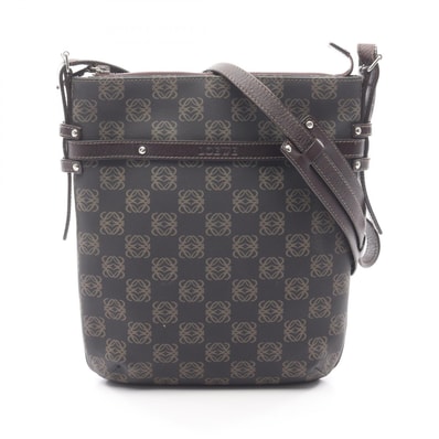 ロエベ LOEWE リピートアナグラム ショルダーバッグ バッグ PVCコーティングキャンバス レザー レディース ブラウン系 【中古】