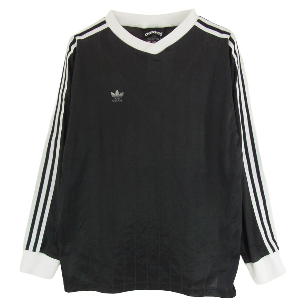 adidas アディダス カットソー 80s サイドライン 3ストライプ Vネック フットボール 長袖 ジャージー プルオーバー ブラック系 M【中古】