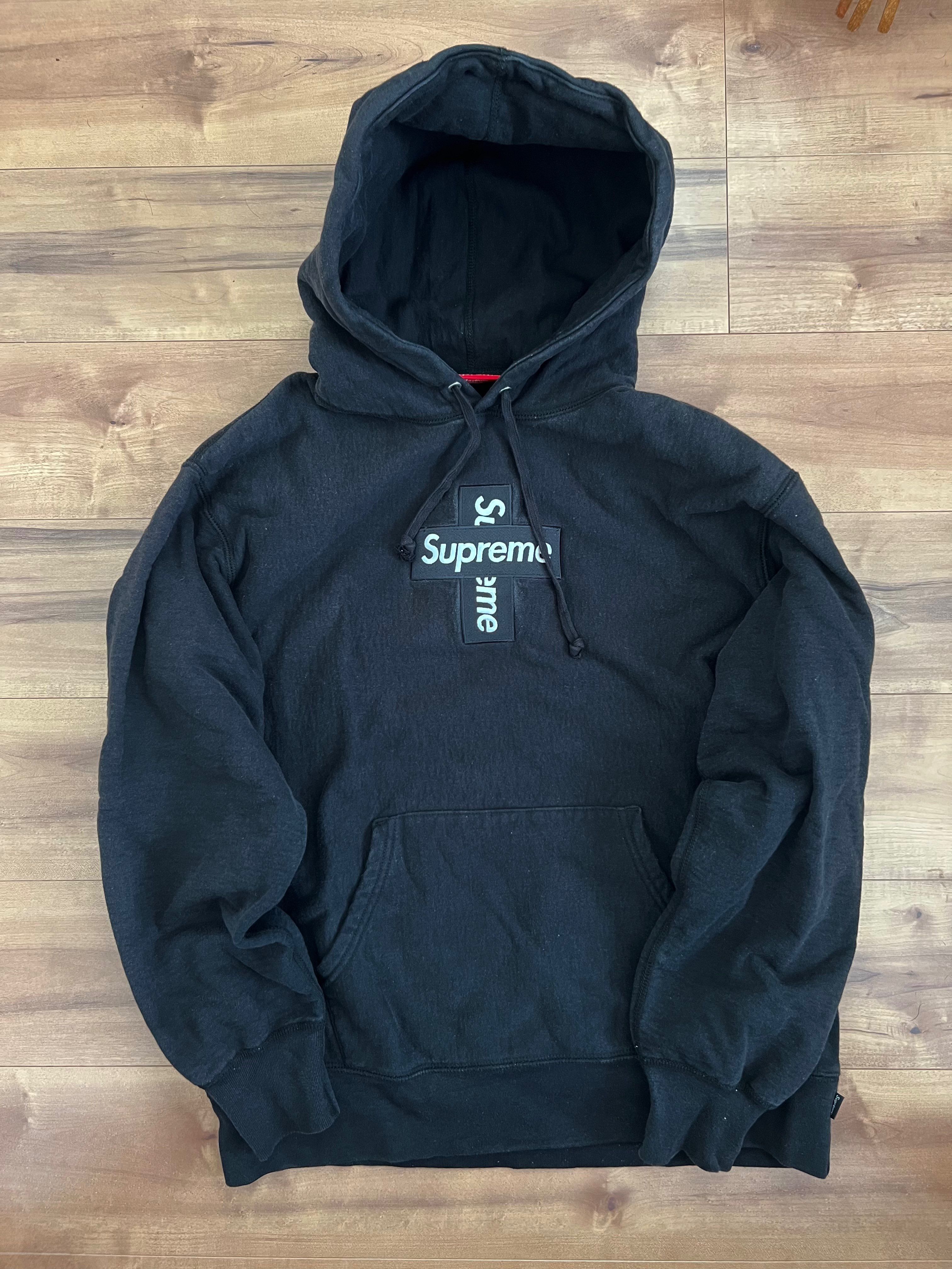 Supreme Cross Box Logo Hooded Sweatshirt "Black"