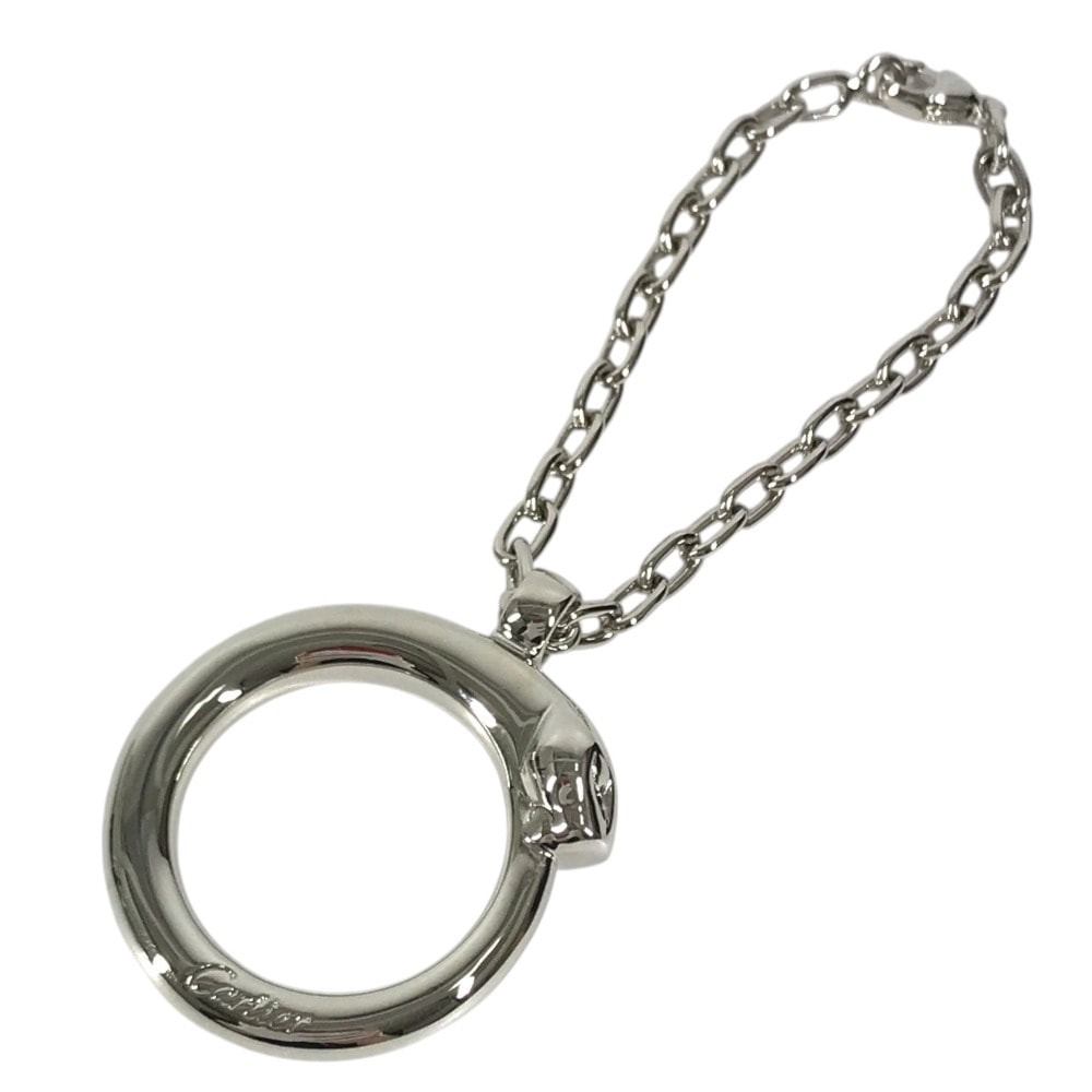 カルティエ CARTIER パンサー ロゴ チャーム キーホルダー バッグチャーム ネックレス チョーカー チェーンネックレス アクセサリー ペンダントトップ メタル シルバー 新品同様