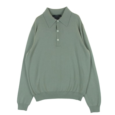 GUCCI グッチ ニット ポロ 長袖 シャツ ウール シルク カシミヤ イタリア製 グレー系 L【中古】