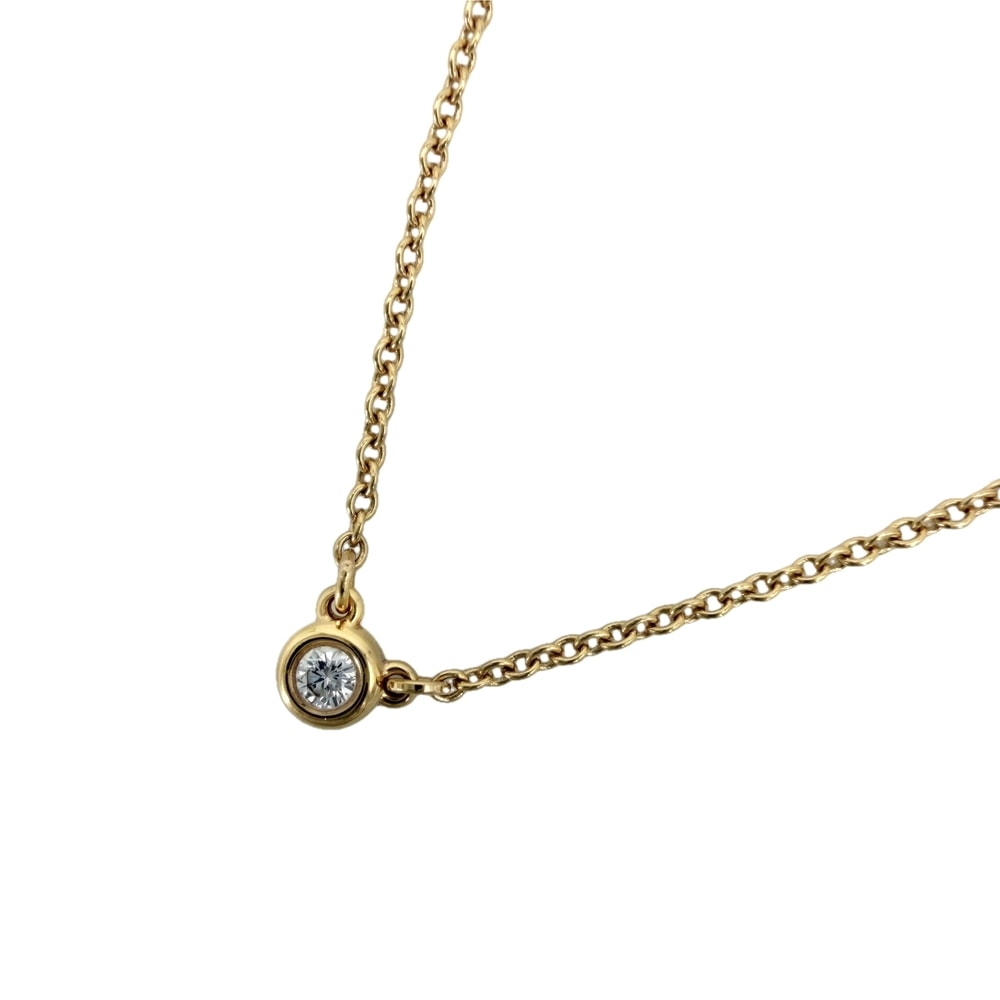 TIFFANY&Co. ティファニー ネックレス バイザヤード シングルダイヤモンドペンダント ジュエリー アクセサリー 一粒ダイヤ 18金PG Au750 K18ピンクゴールド    ダイヤモンド レディース 約2.2g 美品【中古品】