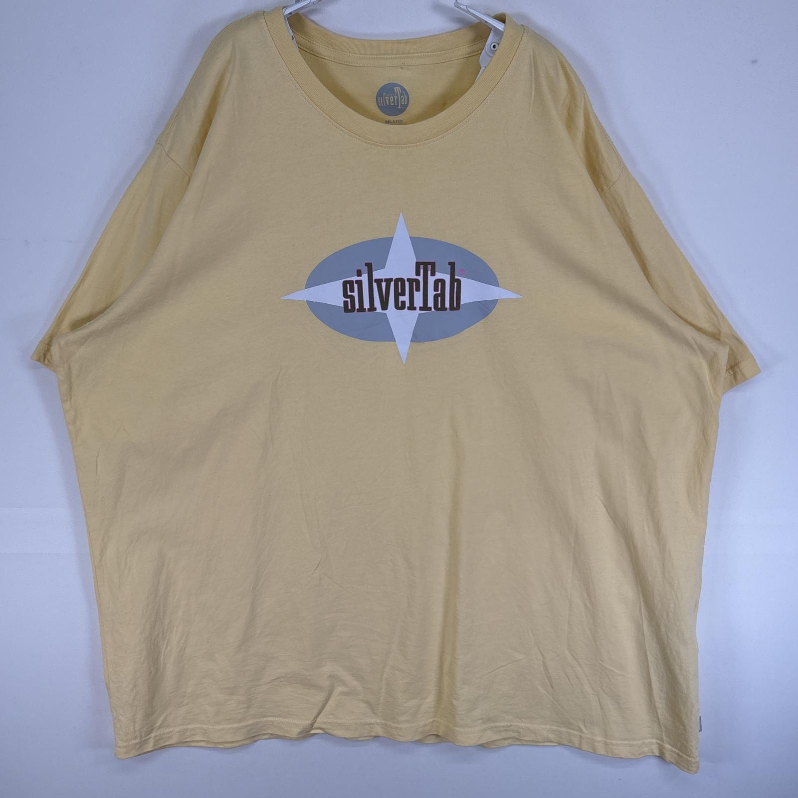 古着 リーバイス Levi's 半袖Tシャツ シルバータブ センターロゴ 大きいサイズ 2XL イエロー プリント メンズ
