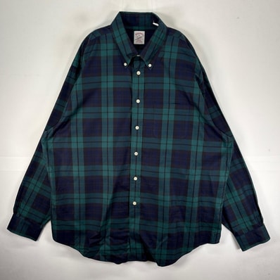古着 ブルックスブラザーズ Brooks Brothers 長袖シャツ ボタンダウン 胸ポケット XL ネイビー系 チェック メンズ