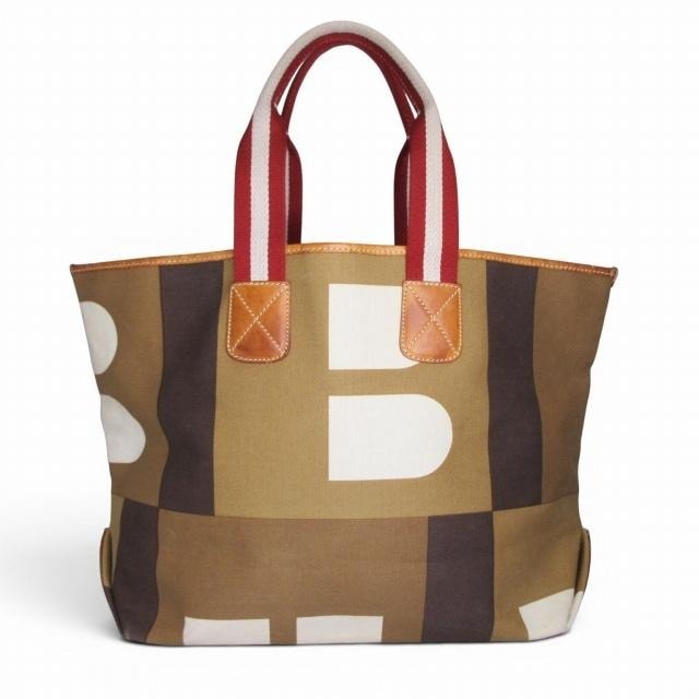 バリー BALLY ビジーB トートバッグ キャンバス ブラウン ベージュ
