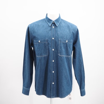 極美品 HERMES エルメス コットン 23AW デニムシャツ 40 15 3/4 40(15.75) - 長袖シャツ ブルー コットン レディース