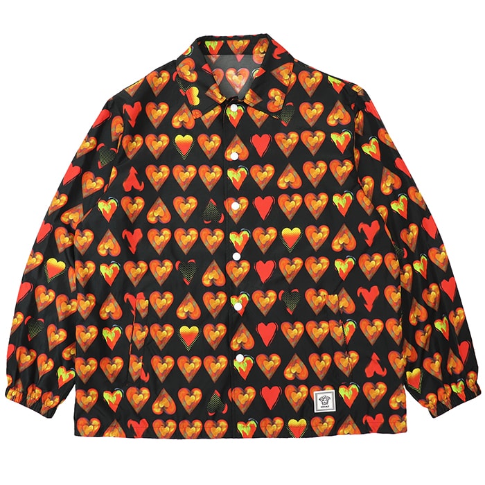 【極美品】VERSACE ヴェルサーチ ブルゾン サイズ 52 メンズ ハート ロゴ スナップボタン ラバーパッチ ポリエステル100% シャツ アウター マルチカラー イタリア製