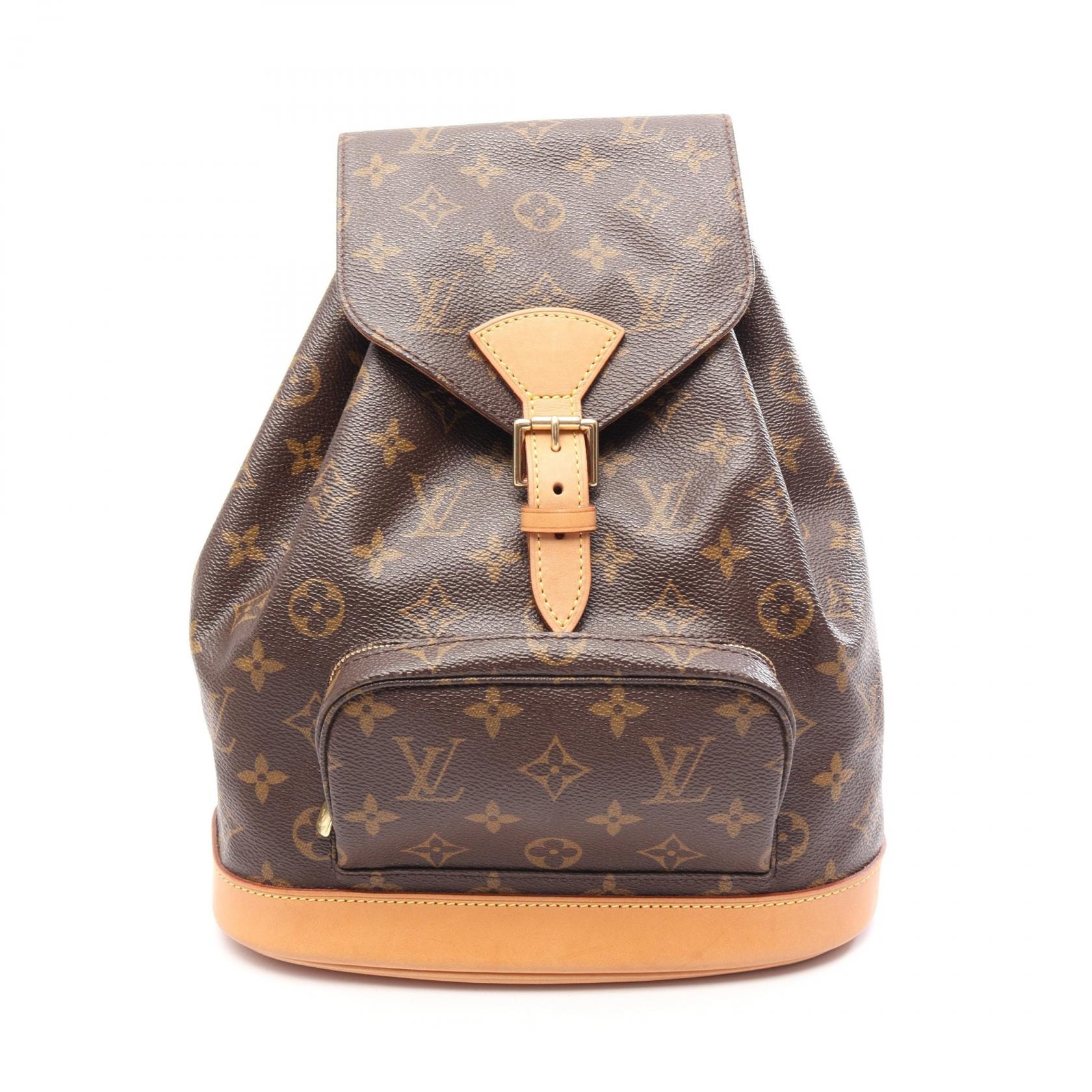 ルイ・ヴィトン LOUIS VUITTON モンスリMM モノグラム リュックサック バックパック バッグ PVCコーティングキャンバス レザー モノグラム レディース ブラウン系 M51136 【中古】