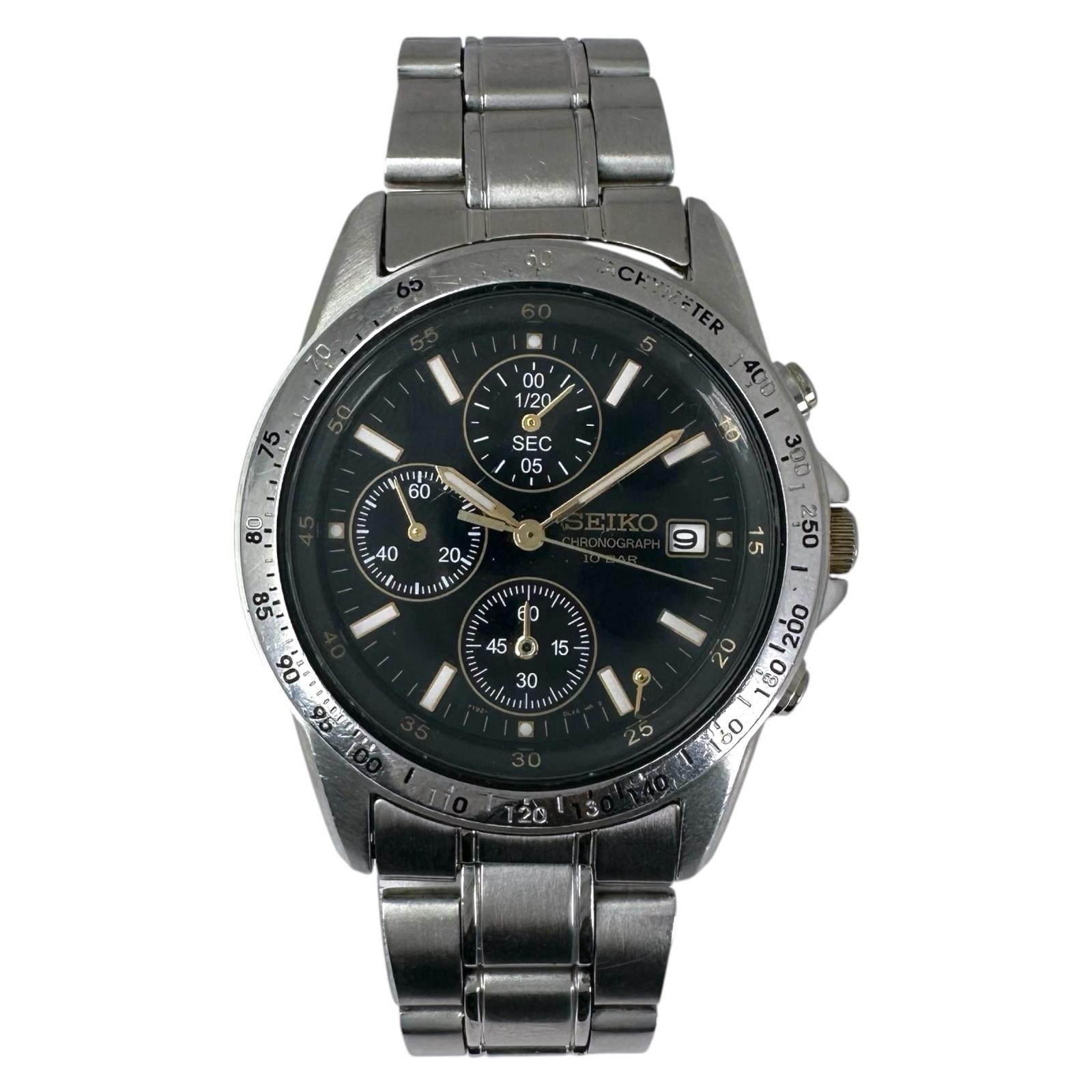 SEIKO セイコー スピリット 7T92-0DW0 腕時計 スチール ブラック クォーツ ブラック文字盤 メンズ【中古】
