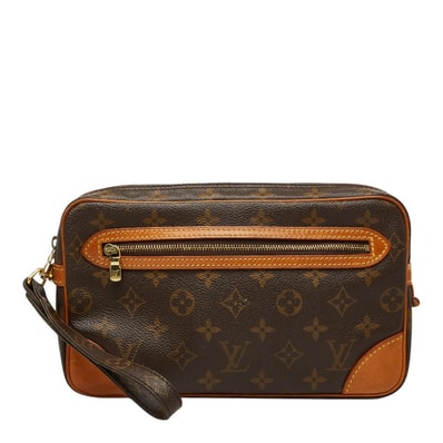 ルイ ヴィトン モノグラム マルリー ドラゴンヌ GM セカンドバッグ クラッチバッグ M51825 ブラウン PVC レザー メンズ LOUIS VUITTON 【中古】
