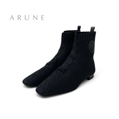 エルメス HERMES デュオ ブーツ ショートブーツ 靴 シューズ ファブリック ブラック 黒 ニット エクスリブリス