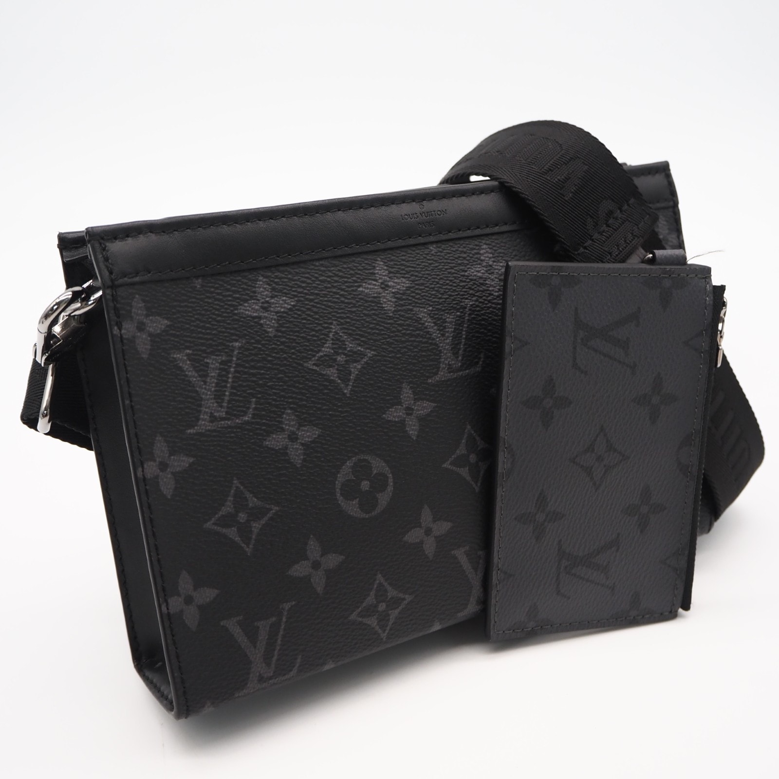 極美品 LOUIS VUITTON ルイ・ヴィトン モノグラム エクリプス ガストン ウェアラベル ウォレット M81124 ショルダーバッグ ブラック コーティングキャンバス レザー メンズ