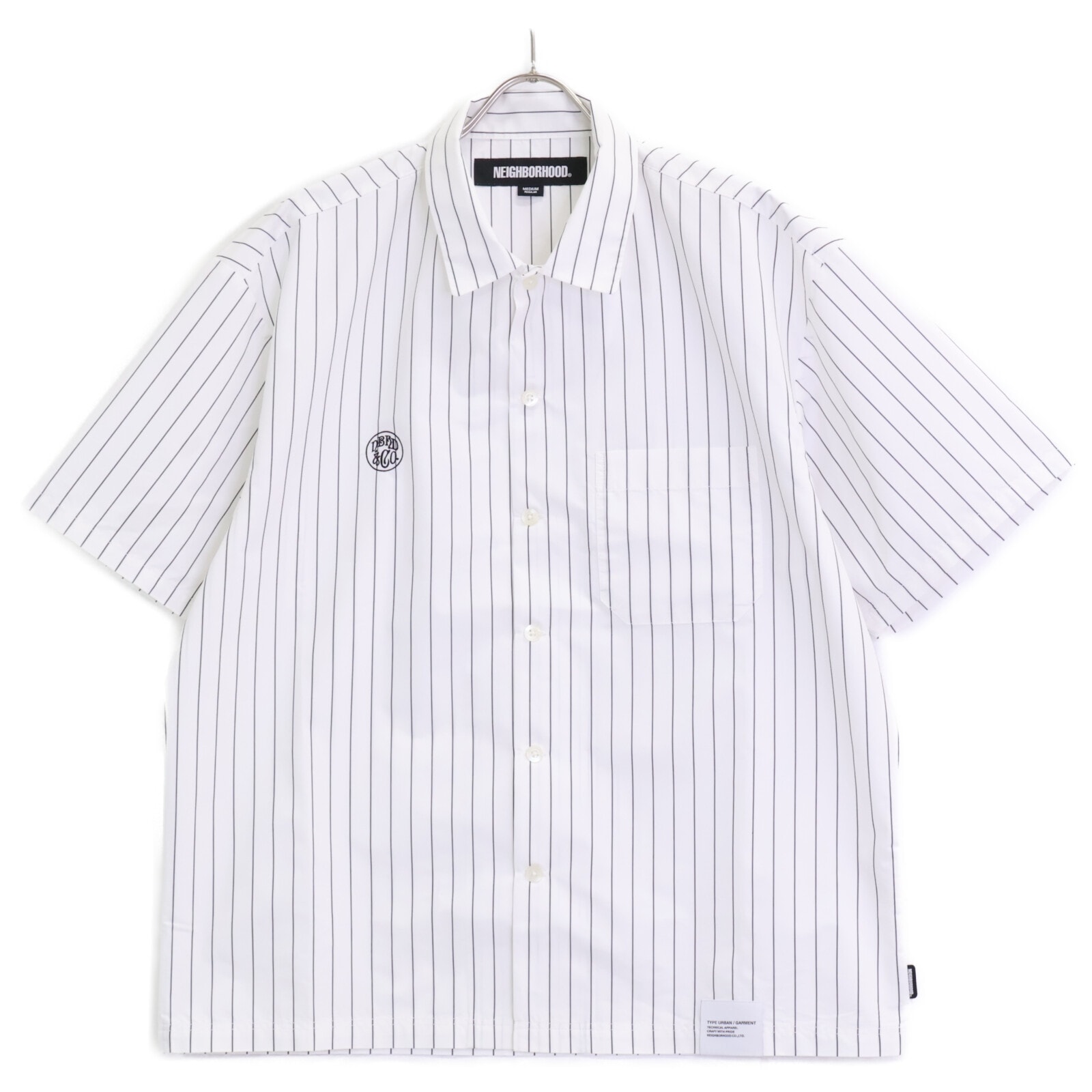 ネイバーフッド 251TSNH-SHM05 ホワイト STRIPE WORK SHIRT SS シャツ M