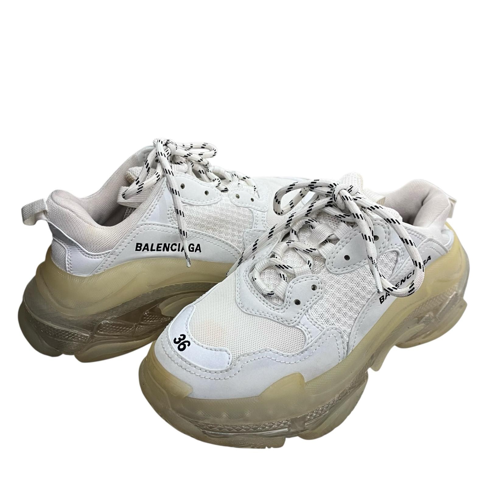 186005 BALENCIAGA バレンシアガ スニーカー トリプルS 544351  24cm ホワイト レディース