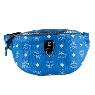エム シー エム MCM ウエストバッグ ボディバッグ レザー ブルー/ブラック ユニセックス【中古】 z10486