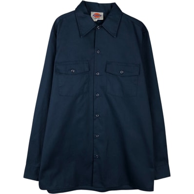 古着 90年代 ディッキーズ Dickies 長袖 ワークシャツ ボックスシャツ USA製 メンズM相当 ヴィンテージ/eaa643501