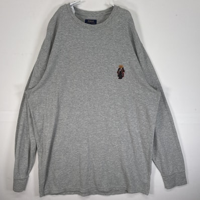 古着 ポロ・ラルフローレン POLO RALPH LAUREN 長袖Tシャツ サーマル ワッフル ポロベア 大きいサイズ 3XL グレー 無地 メンズ