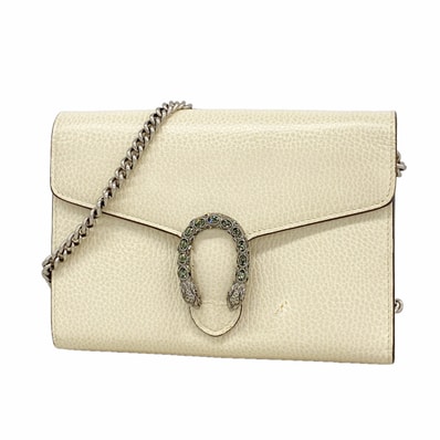 【6id5508】グッチ ショルダーウォレット ディオニュソス 401231 レザー ホワイト シルバー金具【中古】レディース