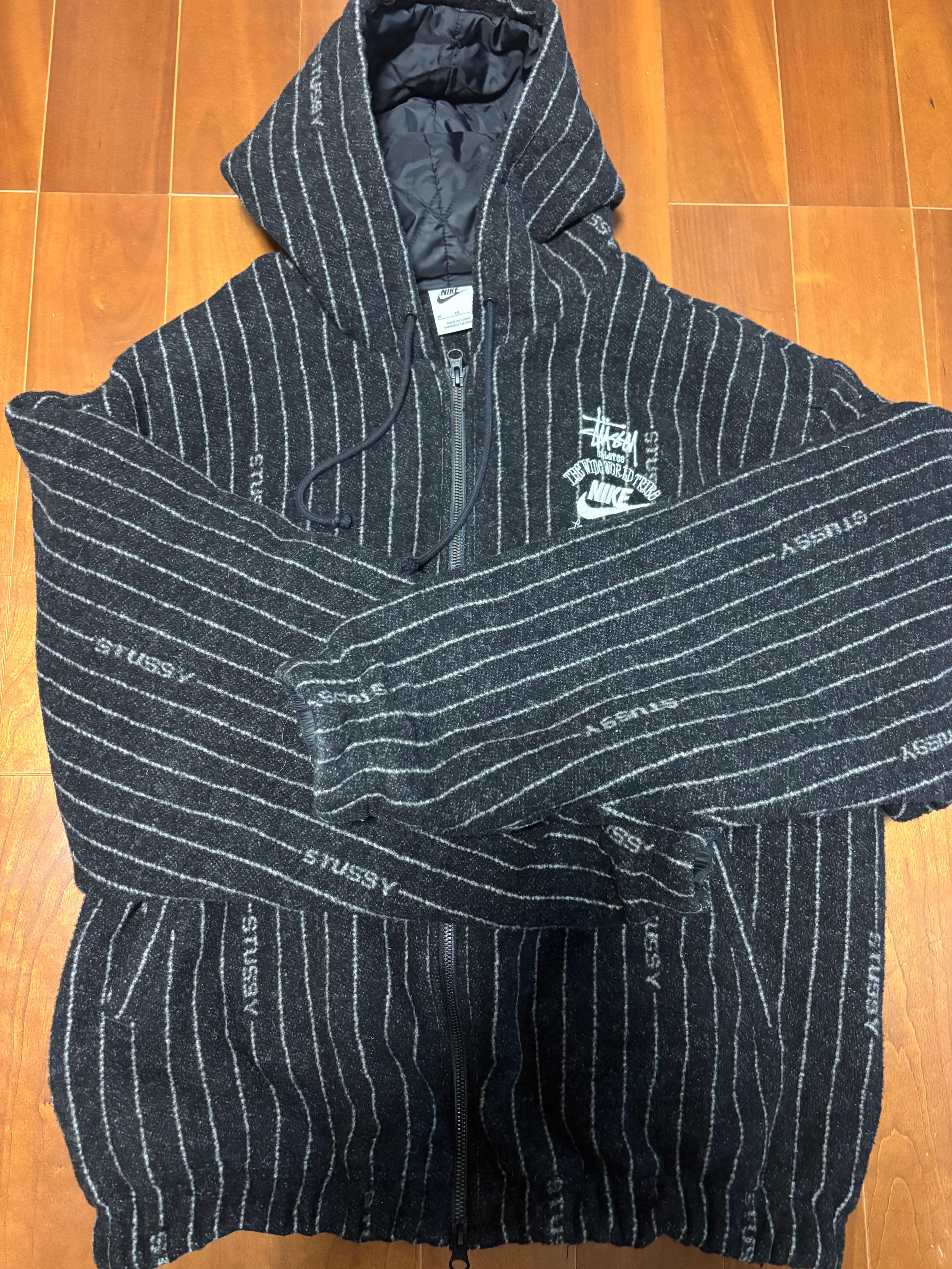 Stussy x Nike Striped Wool Jacket "Black"