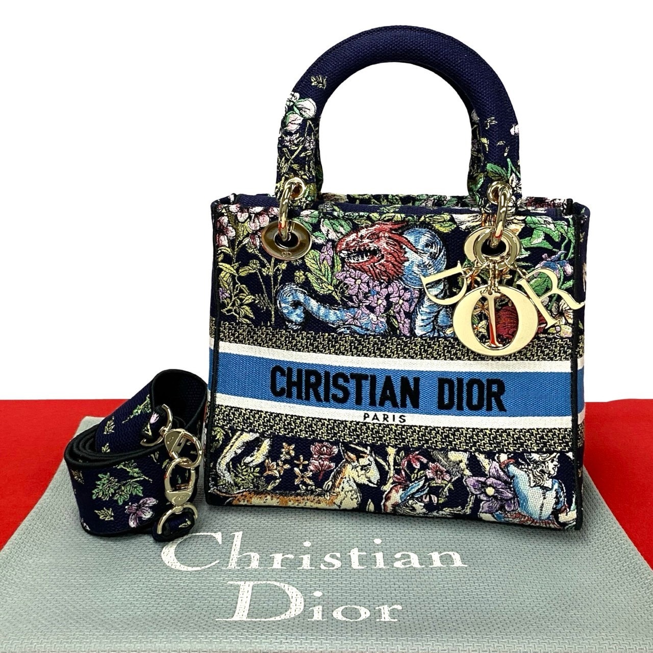 Christian Dior ディオール レディディオール カナージュ キャンバス ショルダーバッグ ブルー
40722