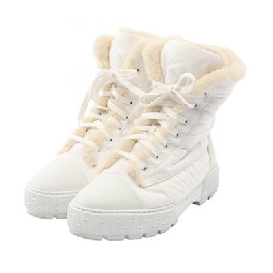 エルメス HERMES フレッシュ ブーツ 靴 ファブリック / ボア ホワイト レディース ホワイト系 【中古】