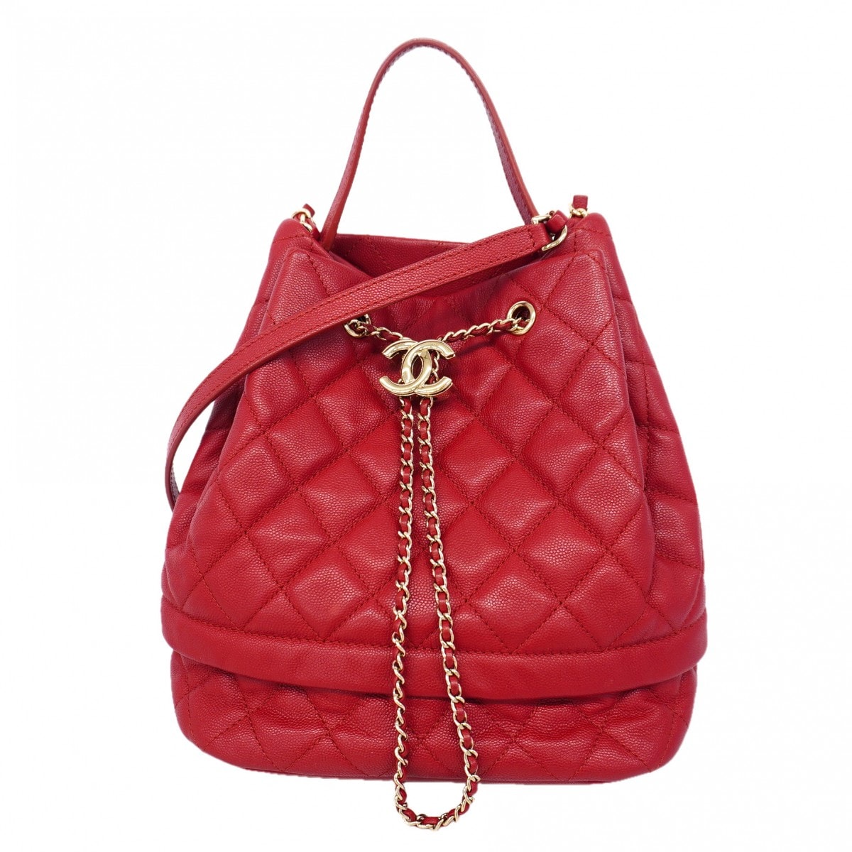 【6gd5170】シャネル ハンドバッグ マトラッセ チェーンショルダー キャビアスキン レッド シャンパンゴールド金具 2wayバッグ【中古】レディース