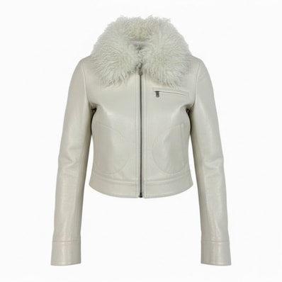 新品未使用 courreges クレージュ オフホワイト コットン ポリウレタン/ キュプラ/ ライダースジャケット A3-00035 【中古】