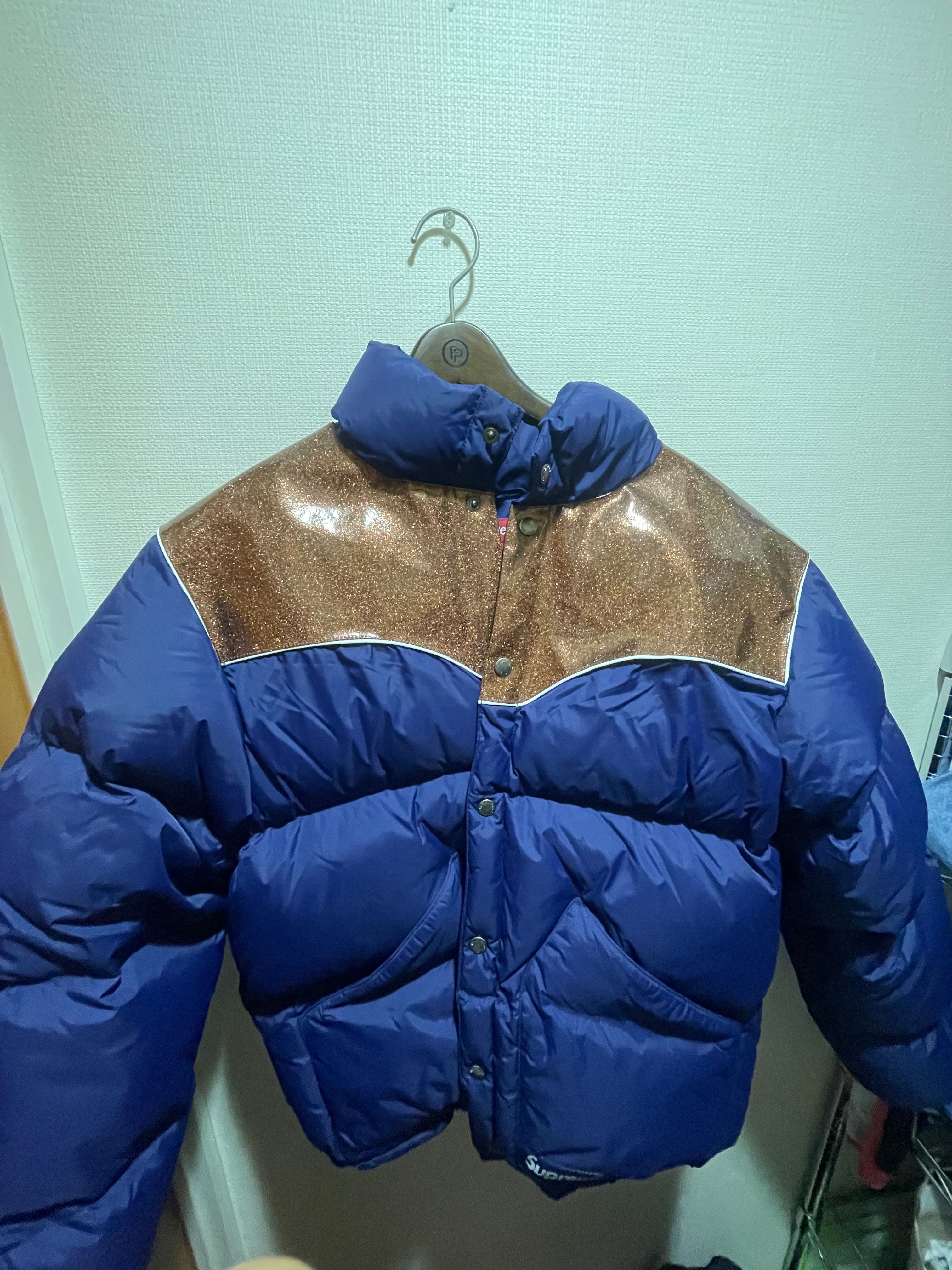 Supreme Glitter Yoke Down Puffer Jacket "Navy"
