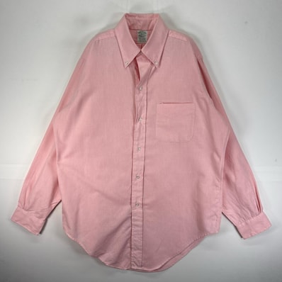 古着 70's/70年代 ヴィンテージ ブルックスブラザーズ Brooks Brothers 長袖シャツ ボタンダウン 6ボタン Makers M ピンク系 無地 メンズ