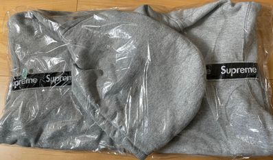 Supreme Text Stripe Zip Up Hooded Sweatshirt "Grey"