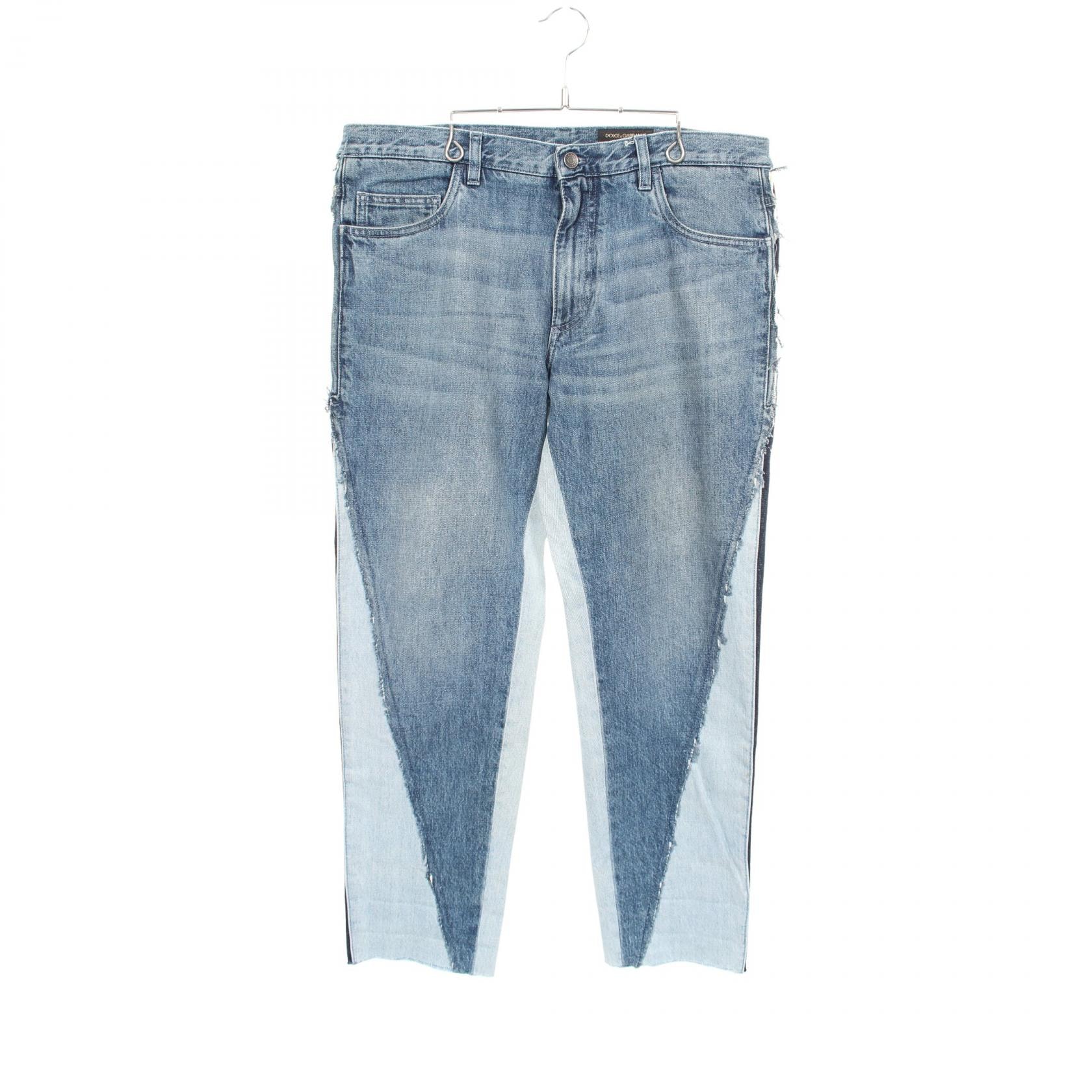 ドルチェアンドガッバーナ DOLCE & GABBANA カットオフ デニムパンツ 衣料品 ボトムス コットン メンズ ネイビー系 / ブルー系 GY5LAD 【中古】
