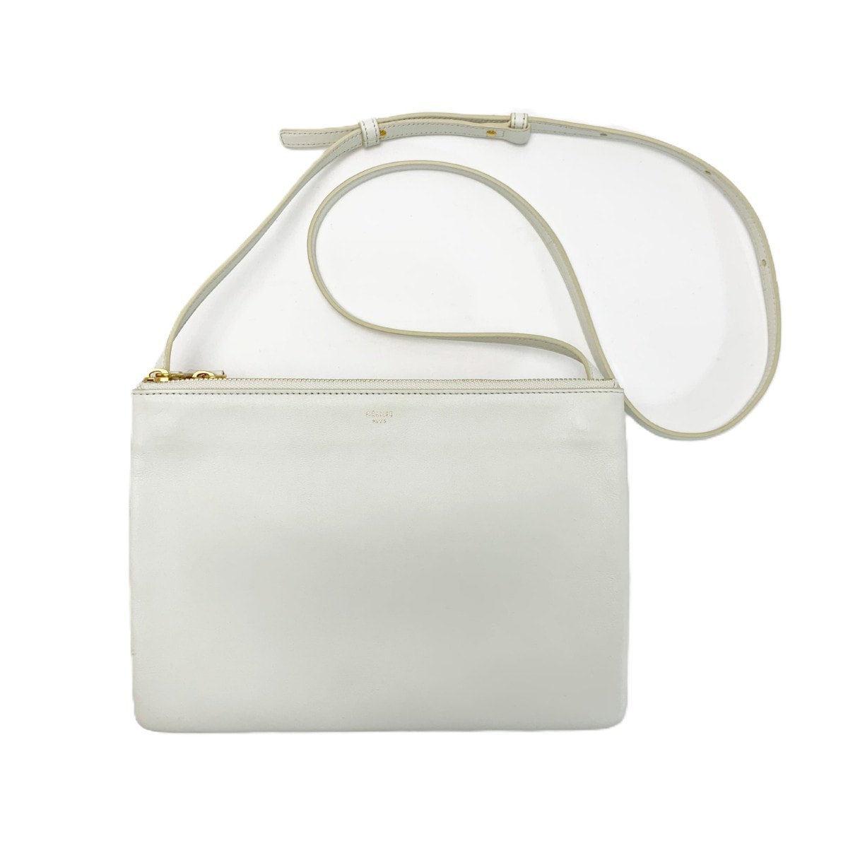 CELINE セリーヌ トリオ スモール ショルダーバッグ ラムスキン アイボリー レディース