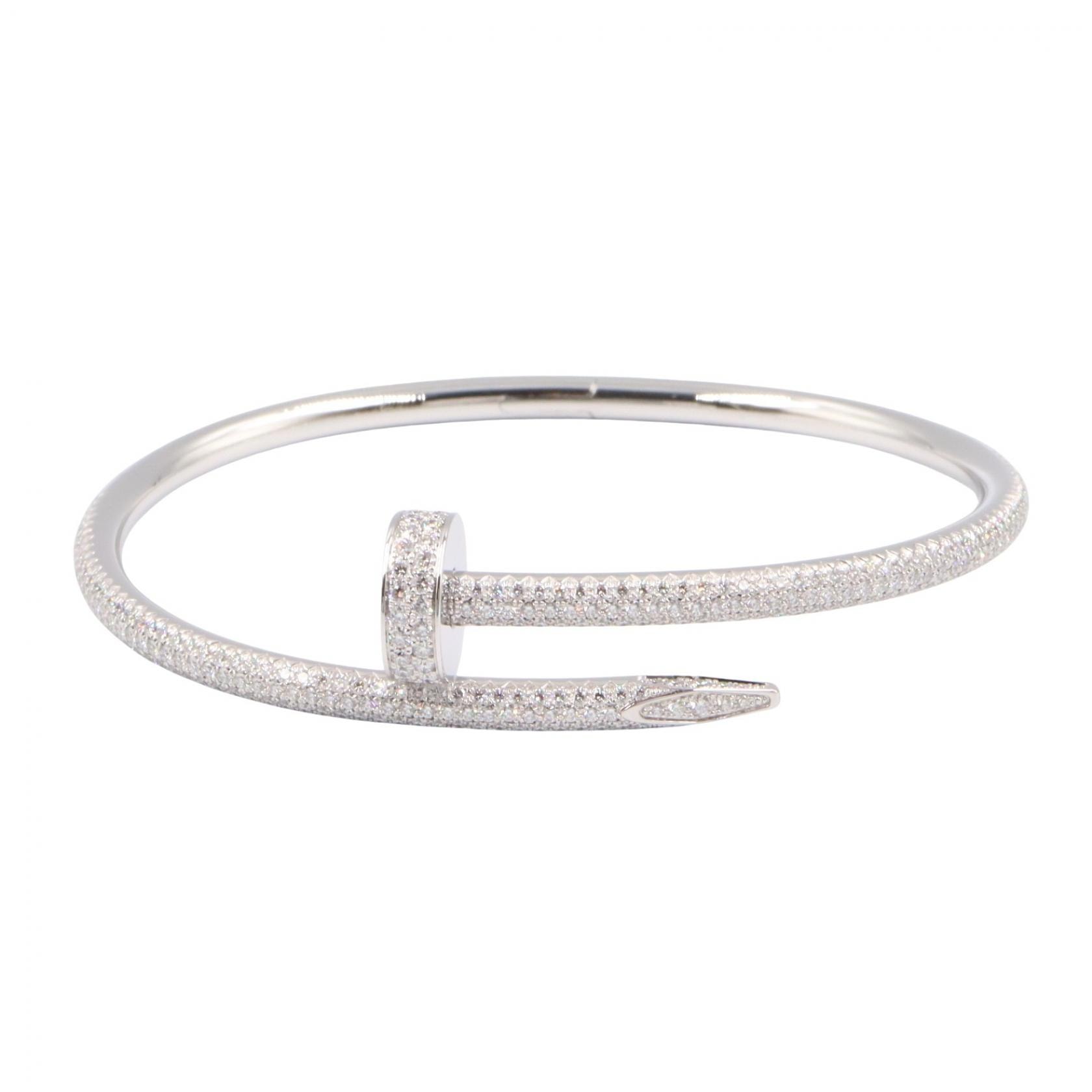 カルティエ CARTIER ジュストアンクル クラシックモデル ダイヤ ブレスレット ブレスレット アクセサリー K18WG(ホワイトゴールド) ダイヤモンド レディース シルバー系 / クリア系 N6707317 【中古】