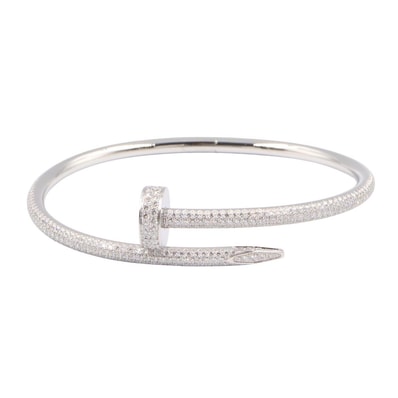 カルティエ CARTIER ジュストアンクル クラシックモデル ダイヤ ブレスレット ブレスレット アクセサリー K18WG(ホワイトゴールド) ダイヤモンド レディース シルバー系 / クリア系 N6707317 【中古】