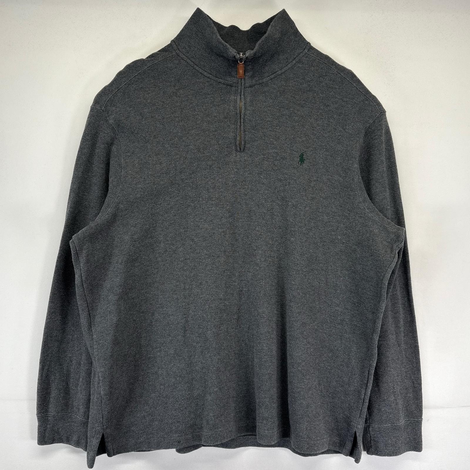 古着 ポロ・ラルフローレン POLO RALPH LAUREN ニット ハーフジップ ワンポイントロゴ セーター ワンポイントロゴ 2XL  グレー系 メンズ