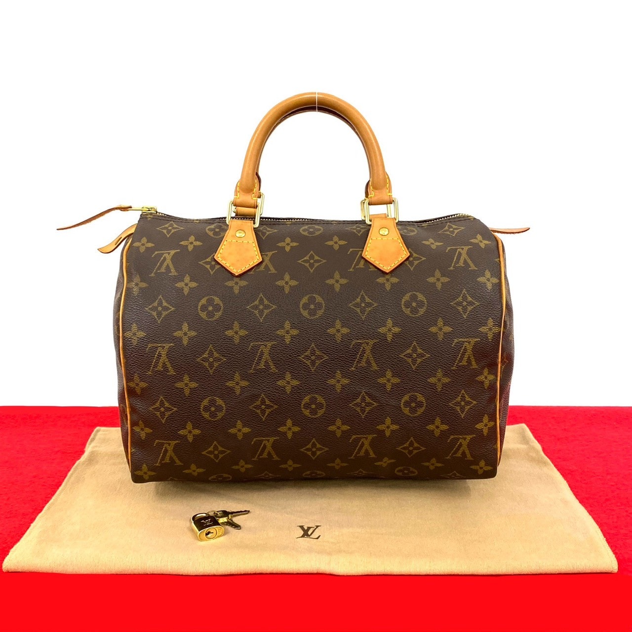 LOUIS VUITTON ルイヴィトン スピーディ 30 モノグラム レザー PVC ハンドバッグ ブラウン
 61265