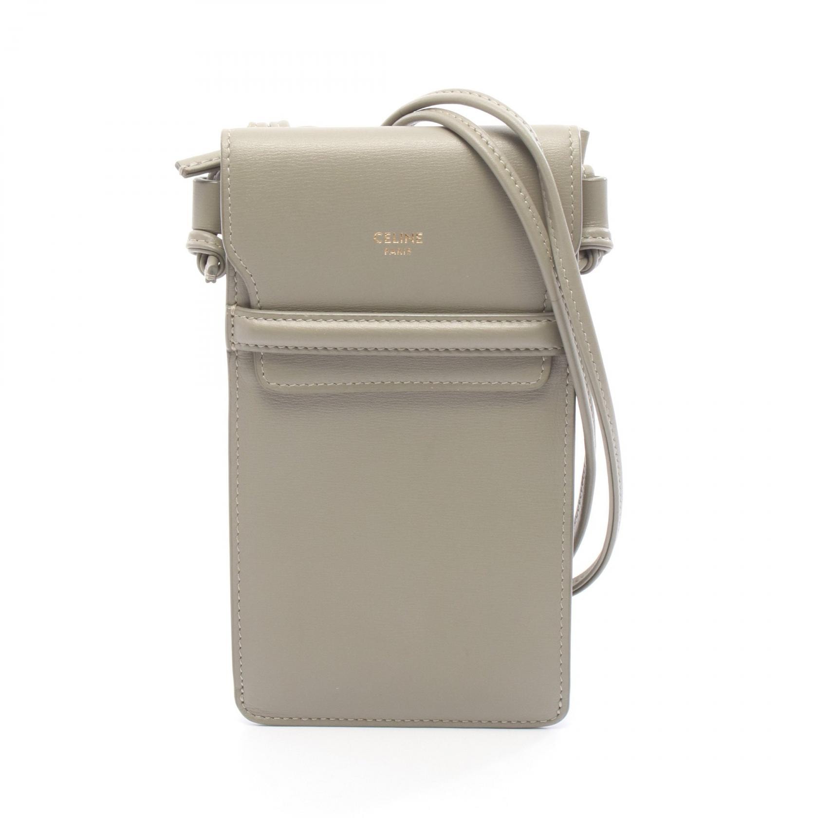 セリーヌ CELINE フォンポーチ ショルダーバッグ バッグ レザー レディース グリーン系 【中古】