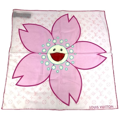 ルイヴィトン LOUIS VUITTON LV×TM カレ55 チェリーブロッサム M96088 LV×TM 村上隆 桜 サクラ スカーフ シルク ピンク 新品同様