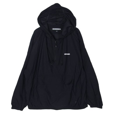 NEIGHBORHOOD ネイバーフッド 22AW 222TSNH-JKM02 ANORAK JK.NY アノラック ジャケット ロゴ プルオーバー ナイロン パーカー アウター ブラック系 L【中古】