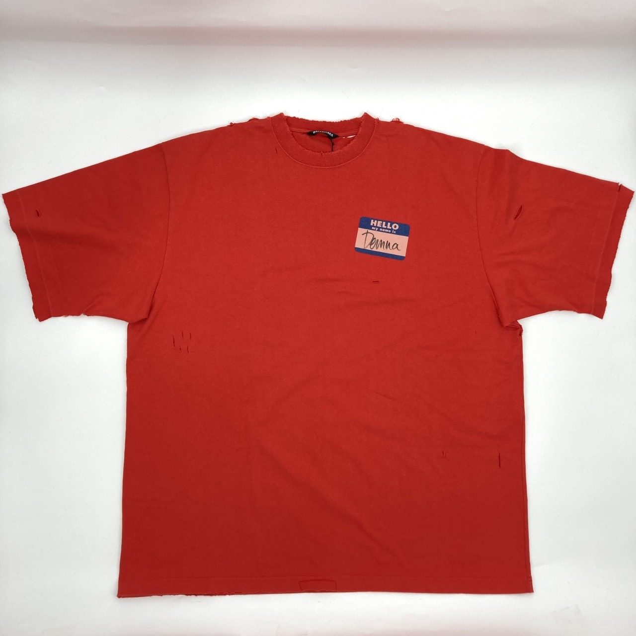 BALENCIAGA(バレンシアガ) ×Apple music Hello, My name is Demna ファーストモデル L 651795 半袖Tシャツ レッド