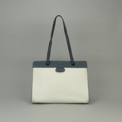 エルメス HERMES ミュゾー バッグ トートバッグ フィヨルド ホワイト White ネイビー Navy グレー Gray 白 紺 ゴールド金具 ハンドバッグ トリコロール 2way