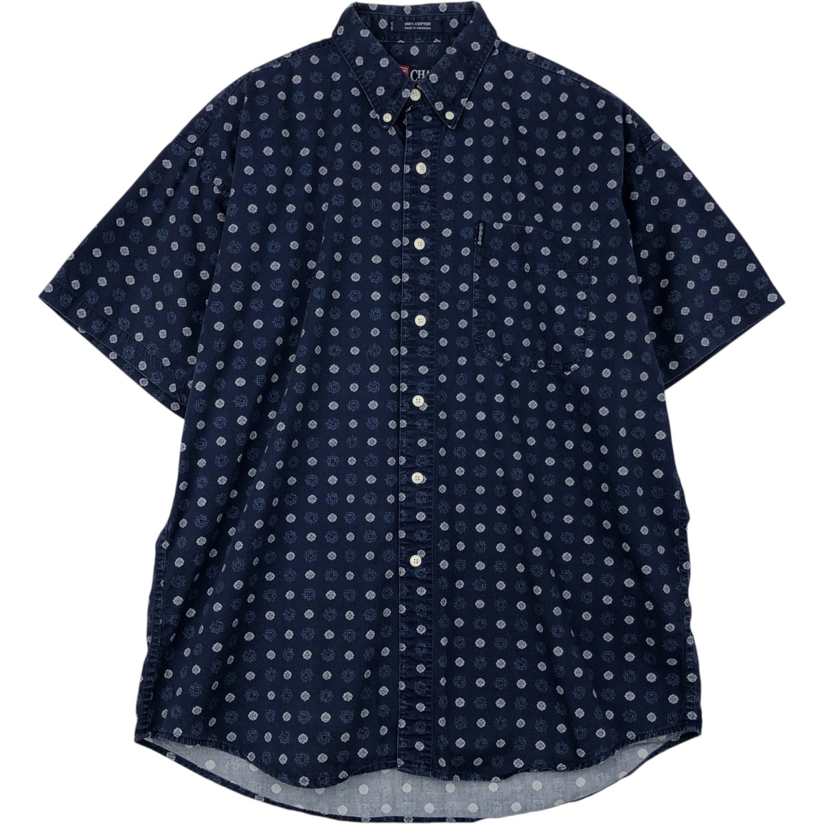 古着 ラルフローレン Ralph Lauren CHAPS チャップス 総柄 半袖 ボタンダウンシャツ メンズL相当/eaa640947