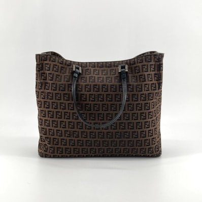 FENDI(フェンディ) ズッキーノ カーフレザー / ジャガードキャンバス 8BH019 トートバッグ ブラウン