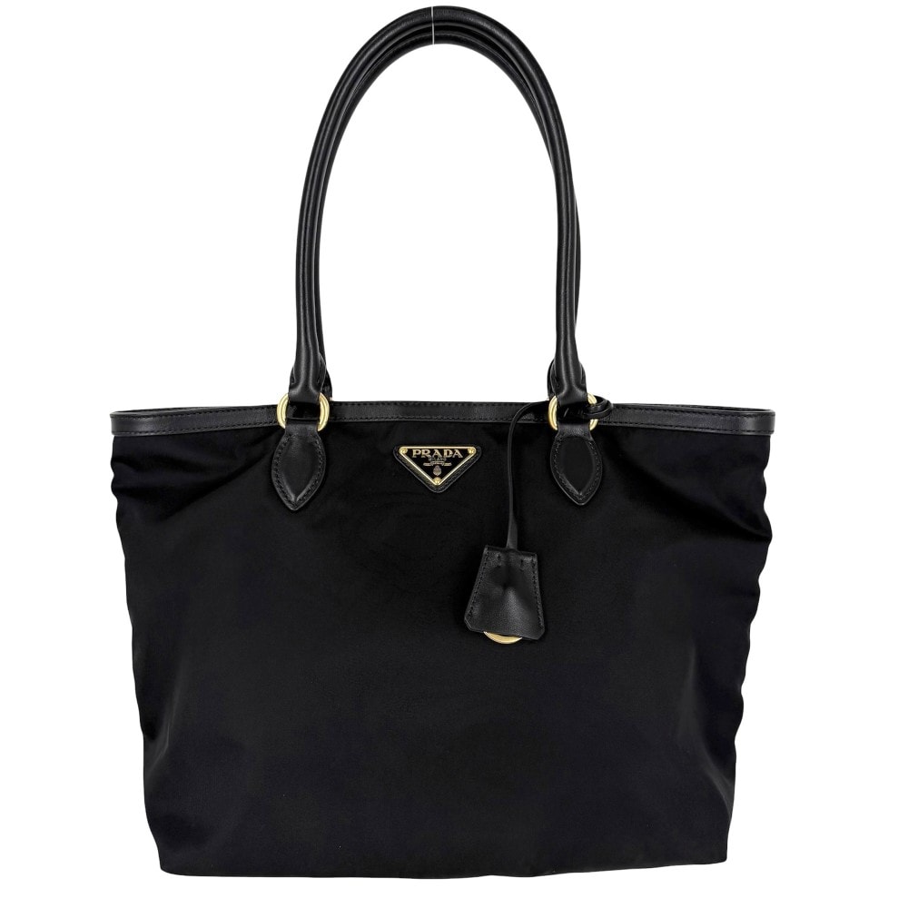 PRADA プラダ ハンドバッグ トライアングルロゴ トートバッグ 1GB158 ナイロン    ブラック 黒 ゴールド金具 レディース【中古品】