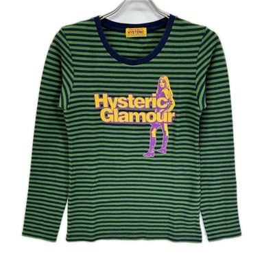 ヒステリックグラマー 01251CL06 グリーンネイビー HYSTERIC BABIES ボーダー Tシャツ FREE
