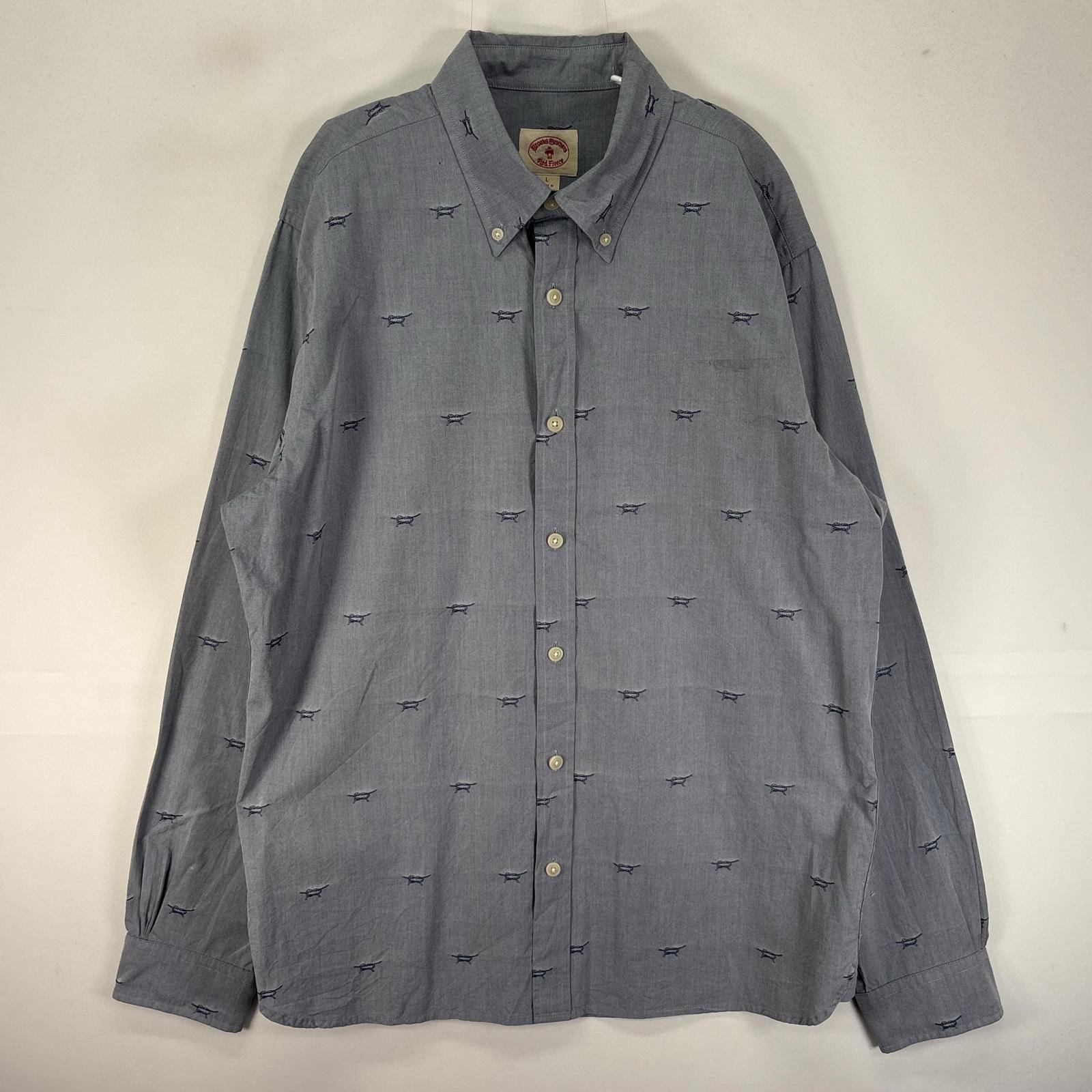 古着 ブルックスブラザーズ Brooks Brothers 長袖シャツ ボタンダウン ロープ L  ブルー系 総柄 メンズ